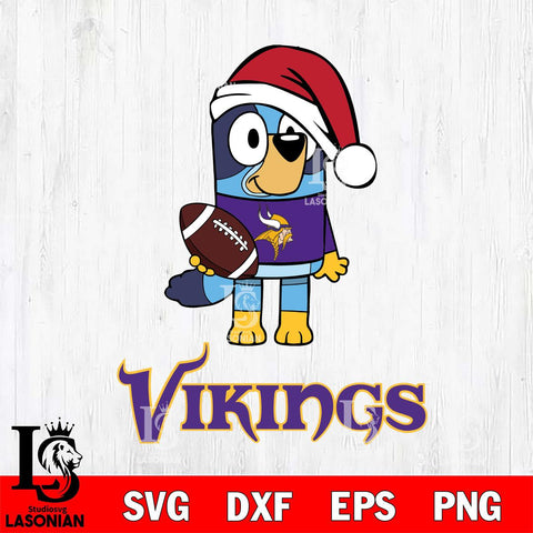 Minnesota Vikings Bluey Christmas Svg Eps Dxf Png File, Digital Download