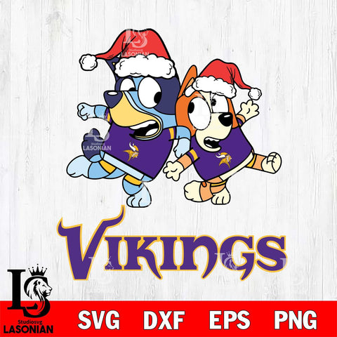 Minnesota Vikings Bluey Christmas Holiday Svg Eps Dxf Png File, Digital Download