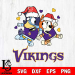 Minnesota Vikings Bluey Christmas NFL Svg Eps Dxf Png File, Digital Download