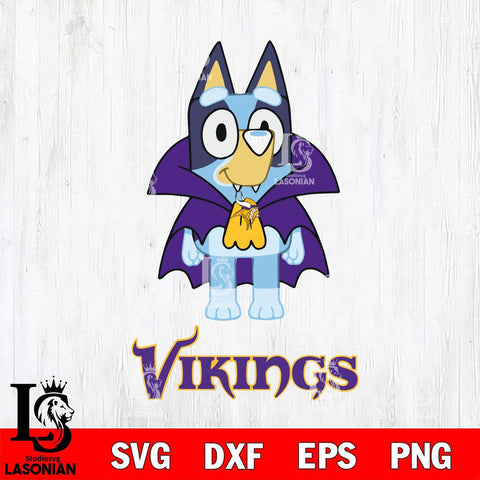 Minnesota Vikings Bluey Dracula Halloween Svg Eps Dxf Png File, Digital Download, Instant Download