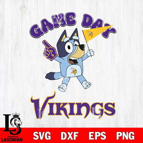 Minnesota Vikings Bluey Game Day Svg Eps Dxf Png File, Digital Download, Instant Download