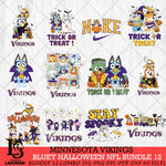 Minnesota Vikings Bluey Halloween 12 SVG Svg Eps Dxf Png File, Digital Download, Instant Download