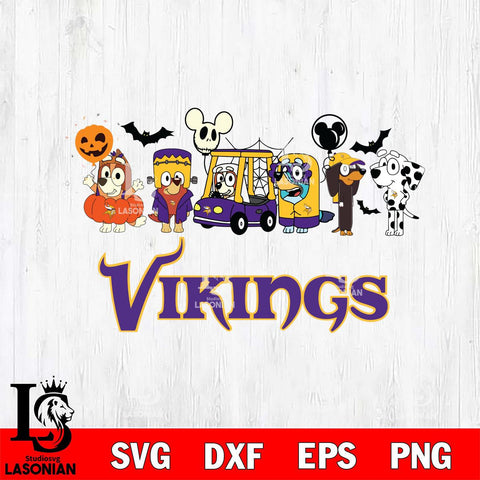 Minnesota Vikings Bluey Halloween Svg Eps Dxf Png File, Digital Download, Instant Download