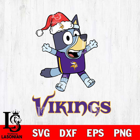 Minnesota Vikings Bluey Happy Christmas Svg Eps Dxf Png File, Digital Download