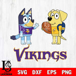 Minnesota Vikings Bluey Lucky Svg Eps Dxf Png File, Digital Download, Instant Download