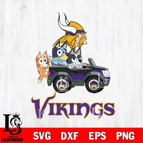 Minnesota Vikings Bluey friends car Svg Eps Dxf Png File, Digital Download, Instant Download