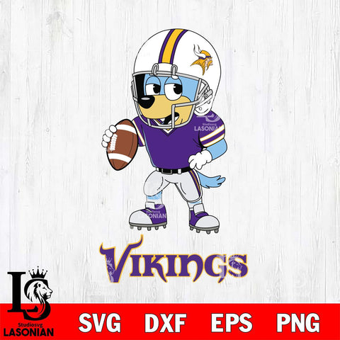 Minnesota Vikings Bluey rugby Svg Eps Dxf Png File, Digital Download ,Instant Download, Cricut File