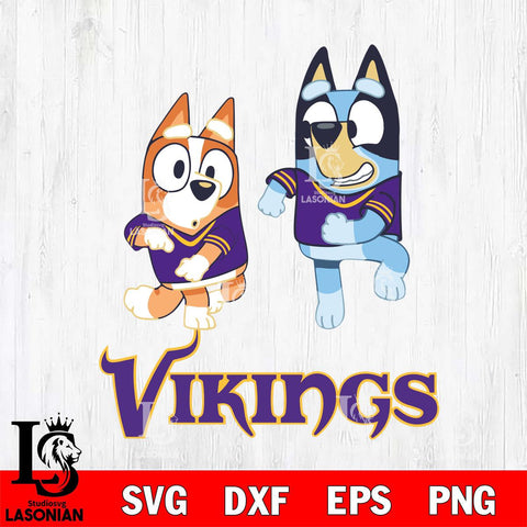 Minnesota Vikings Bluey with Chilli Dance Svg Eps Dxf Png File, Digital Download, Instant Download