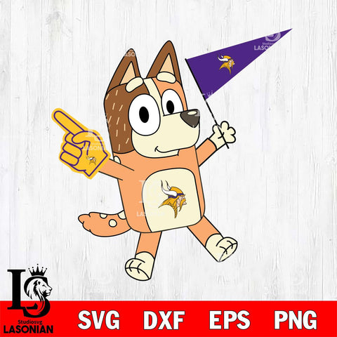 Minnesota Vikings Chilli Heeler Bluey Flag Svg Eps Dxf Png File,NFL Cut Svg Files,Digital File,Sublimation