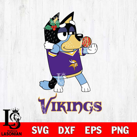 Minnesota Vikings Christmas Bluey Bandit Heeler Svg Eps Dxf Png File,Cut Svg Files, Digital File, Sublimation