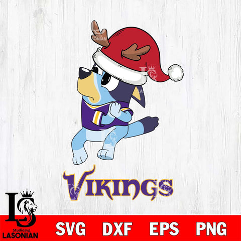 Minnesota Vikings Christmas Bluey Santa Claus Svg Eps Dxf Png File,Cut Svg Files, Digital File, Sublimation