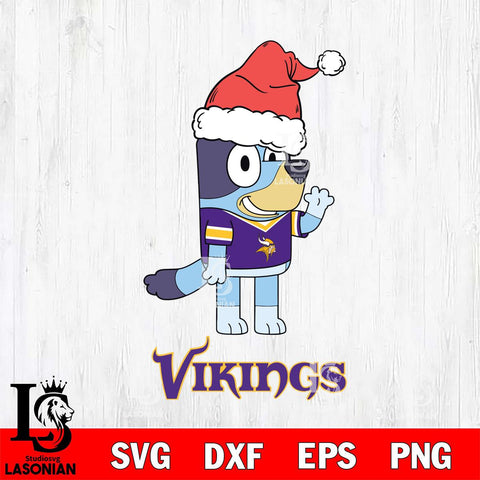 Minnesota Vikings Christmas Bluey Say Hi Svg Eps Dxf Png File,Cut Svg Files, Digital File, Sublimation