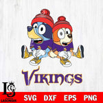 Minnesota Vikings Christmas Bluey & Bingo Sit Svg Eps Dxf Png File,Cut Svg Files, Digital File, Sublimation