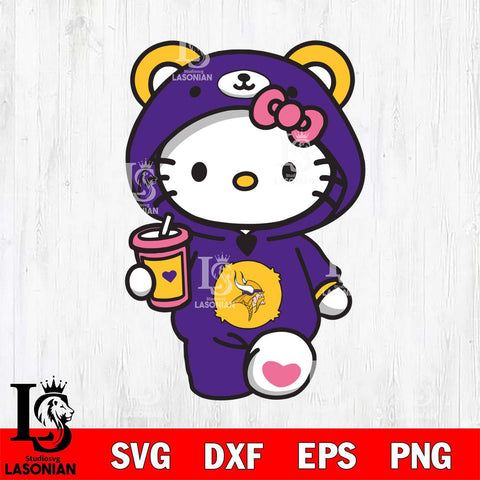 Minnesota Vikings Cute Hello Kitty Svg Eps Dxf Png File, Digital Download, Instant Download