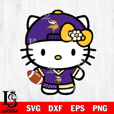 Minnesota Vikings Cute Hello Kitty Football 10 Svg Eps Dxf Png File, NFL svg, Digital Download, Instant Download