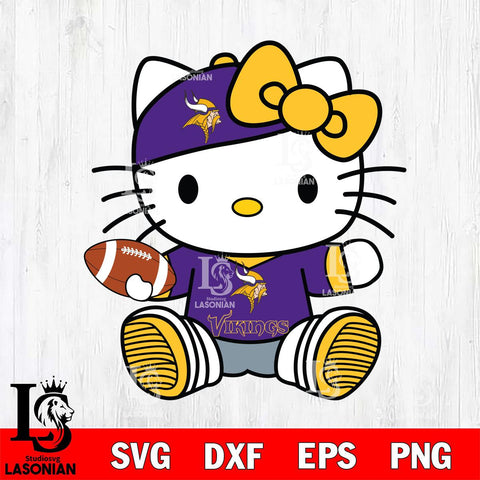 Minnesota Vikings Cute Hello Kitty Football 11 Svg Eps Dxf Png File, NFL svg, Digital Download, Instant Download