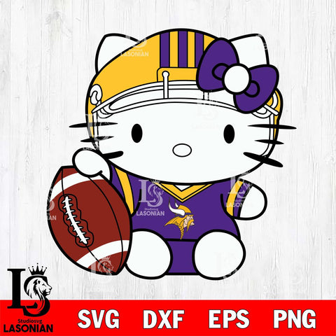 Minnesota Vikings Cute Hello Kitty Football 5 Svg Eps Dxf Png File, NFL svg, Digital Download, Instant Download