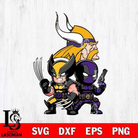 Minnesota Vikings Deadpool And Wolverine Svg Eps Dxf Png File, Digital Download, Instant Download