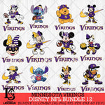 Minnesota Vikings Disney NFL Bundle Svg PNG 12 Svg Eps Dxf Png File, Digital Download