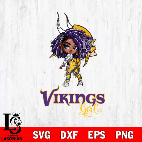 Minnesota Vikings Fan Girl Svg Eps Dxf Png File, Digital Download, Instant Download