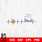 Minnesota Vikings Father Heart Beat Svg Eps Dxf Png File, Digital Download, Instant Download