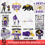 Minnesota Vikings Fathers Day NFL Bundle 12 Svg Eps Dxf Png File, Digital Download, Instant Download