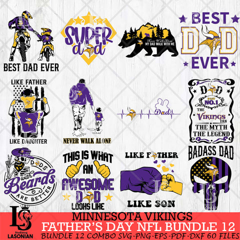 Minnesota Vikings Fathers Day NFL Bundle 12 Svg Eps Dxf Png File, Digital Download, Instant Download