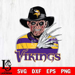 Minnesota Vikings Freddy Krueger Horror Halloween Svg Eps Dxf Png File, Digital Download, Instant Download