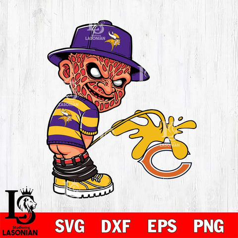 Minnesota Vikings Freddy Krueger Piss On Chicago Bears Svg Eps Dxf Png File, Digital Download, Instant Download