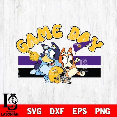 Minnesota Vikings Game Day Bluey NFL Svg Eps Dxf Png File, Digital Download, Instant Download