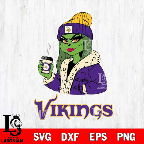 Minnesota Vikings Girls Grinch Bougie Svg Eps Dxf Png File, Digital Download, Instant Download