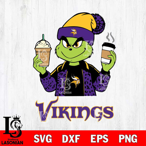 Minnesota Vikings Grinch 2 coffee Svg Eps Dxf Png File, Digital Download, Instant Download