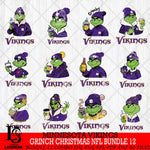 Minnesota Vikings Grinch Christmas NFL Bundle 12 Svg Eps Dxf Png File,Cricut svg files, Digital Download, Instant Download