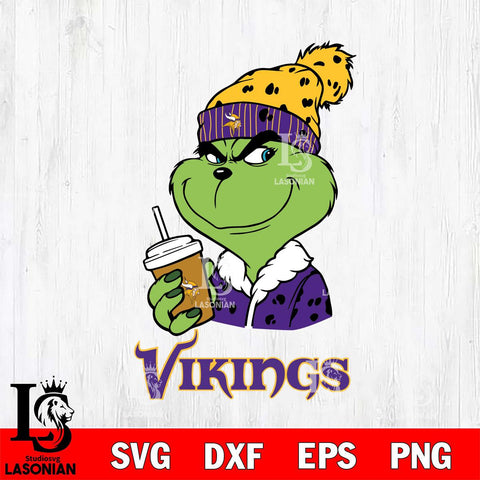 Minnesota Vikings Grinch Christmas hat Svg Eps Dxf Png File, Digital Download, Instant Download