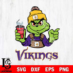 Minnesota Vikings Grinch with coffee Svg Eps Dxf Png File, Digital Download, Instant Download