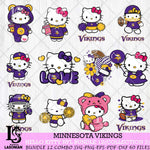 Minnesota Vikings Hello Kitty Bundle 12 SVG Svg Eps Dxf Png File, Digital Download, Instant Download