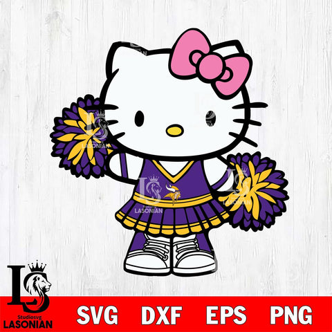 Minnesota Vikings Hello Kitty Cheerleader 11 Svg Eps Dxf Png File, Digital Download, Instant Download