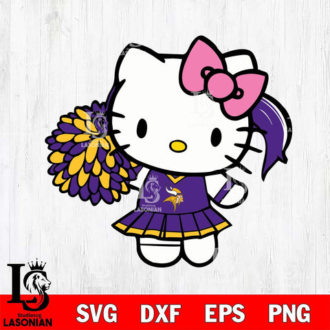 Minnesota Vikings Hello Kitty Cheerleader 12 Svg Eps Dxf Png File, Digital Download, Instant Download