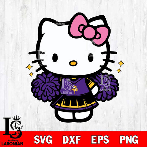 Minnesota Vikings Hello Kitty Cheerleader Svg Eps Dxf Png File, Digital Download, Instant Download