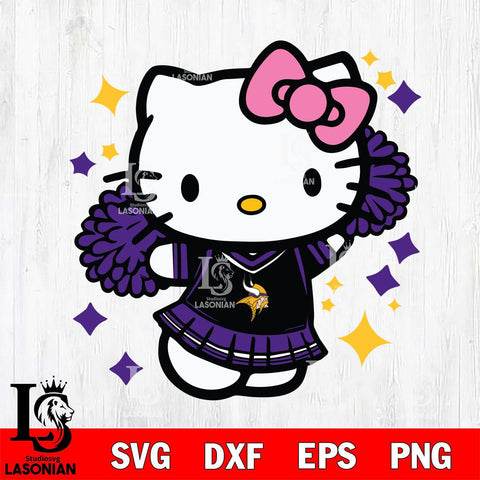 Minnesota Vikings Hello Kitty Cheerleader 4 Svg Eps Dxf Png File, Digital Download, Instant Download