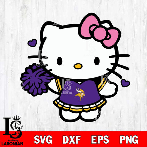 Minnesota Vikings Hello Kitty Cheerleader 6 Svg Eps Dxf Png File, Digital Download, Instant Download