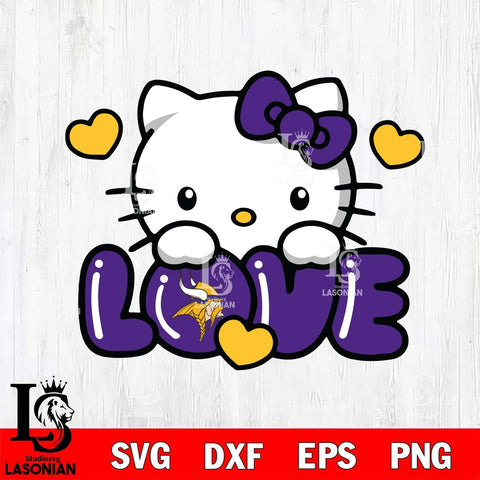 Minnesota Vikings Hello Kitty Love Svg Eps Dxf Png File, Digital Download, Instant Download