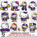 Minnesota Vikings Hello Kitty NFL Bundle 12 Svg Eps Dxf Png File, Digital Download, Instant Download