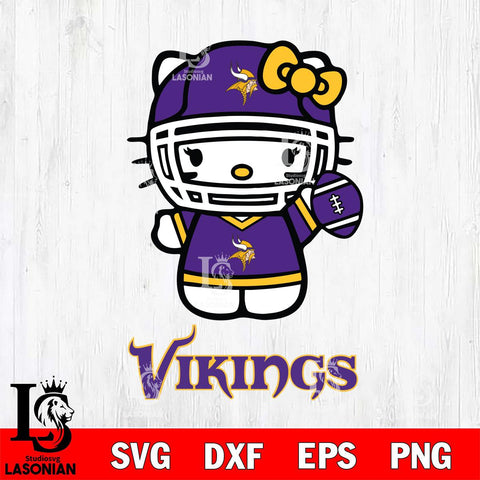 Minnesota Vikings Hello Kitty Nfl 1 Svg Eps Dxf Png File, Digital Download, Instant Download