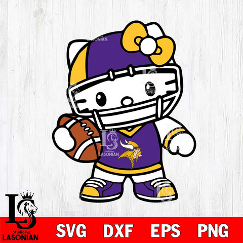 Minnesota Vikings Hello Kitty sport 2 Svg Eps Dxf Png File, Digital Download, Instant Download