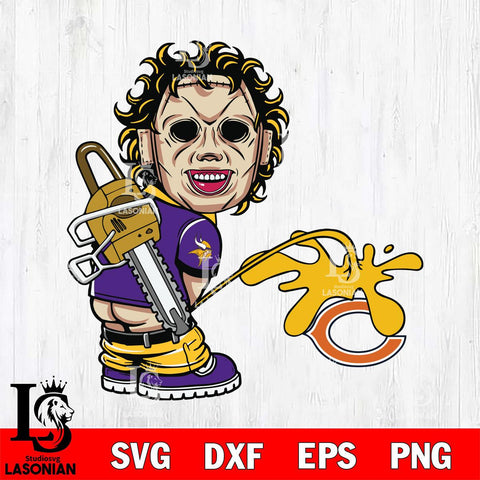 Minnesota Vikings Leatherface Piss On Chicago Bears Svg Eps Dxf Png File, Digital Download, Instant Download