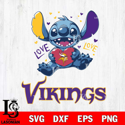 Minnesota Vikings Love Stitch, Svg Eps Dxf Png File, Digital Download