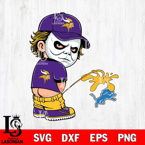 Minnesota Vikings Michael Myers Piss On Detroit Lions Svg Eps Dxf Png File, Digital Download, Instant Download