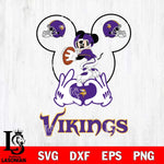 Minnesota Vikings Mickey Heart Rugby Svg Eps Dxf Png File, Digital Download ,Instant Download, Cricut File