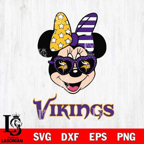 Minnesota Vikings Minnie Mouse Love 2, Svg Eps Dxf Png File, Digital Download